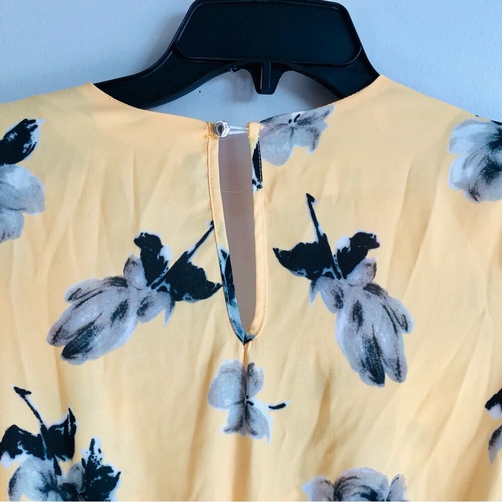 Resort Wear 7Days Vacation Floral Faux Wrap Yellow Romper Women’s Size S - Picture 8 of 11